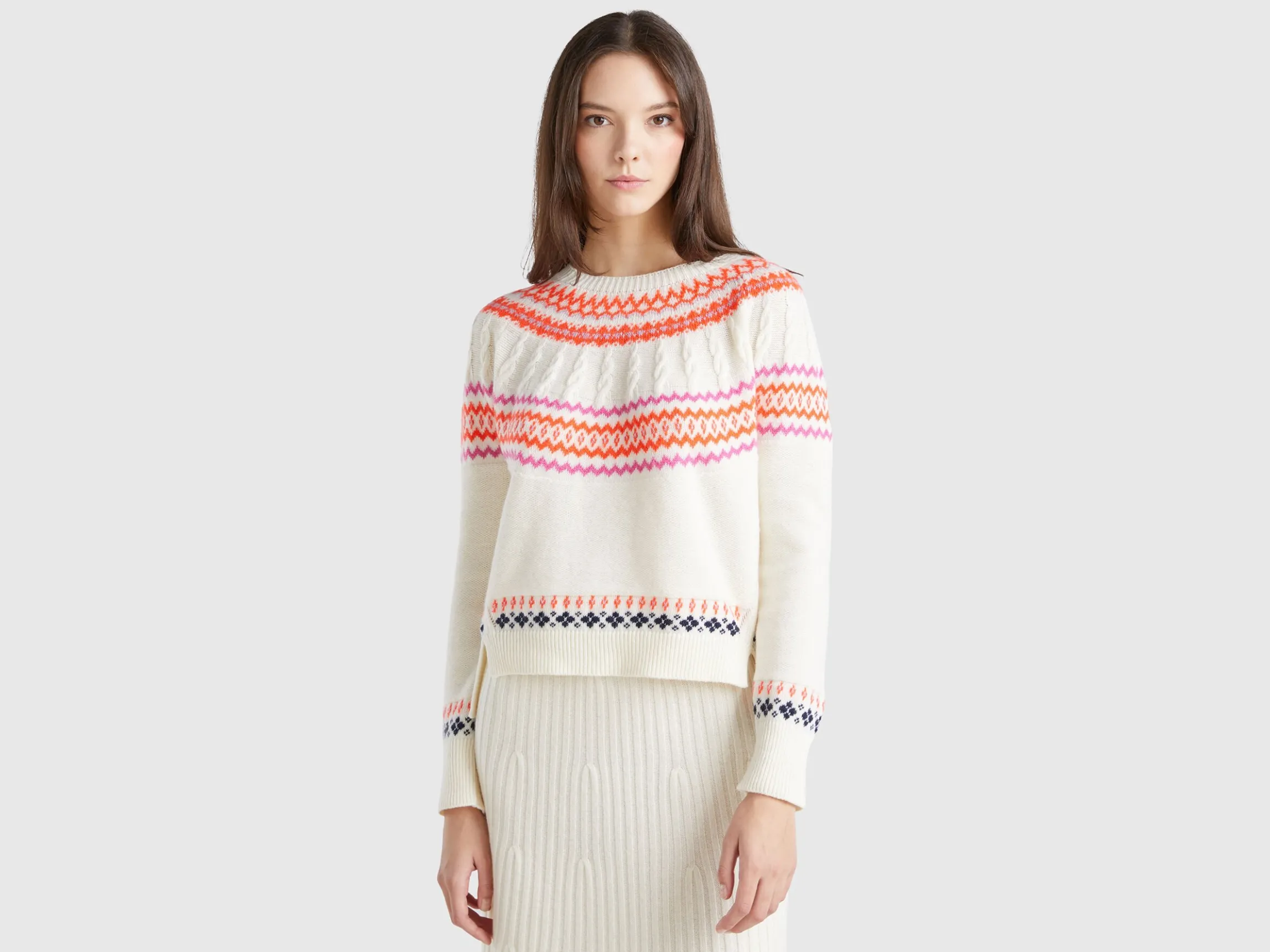 Wool blend jacquard sweater