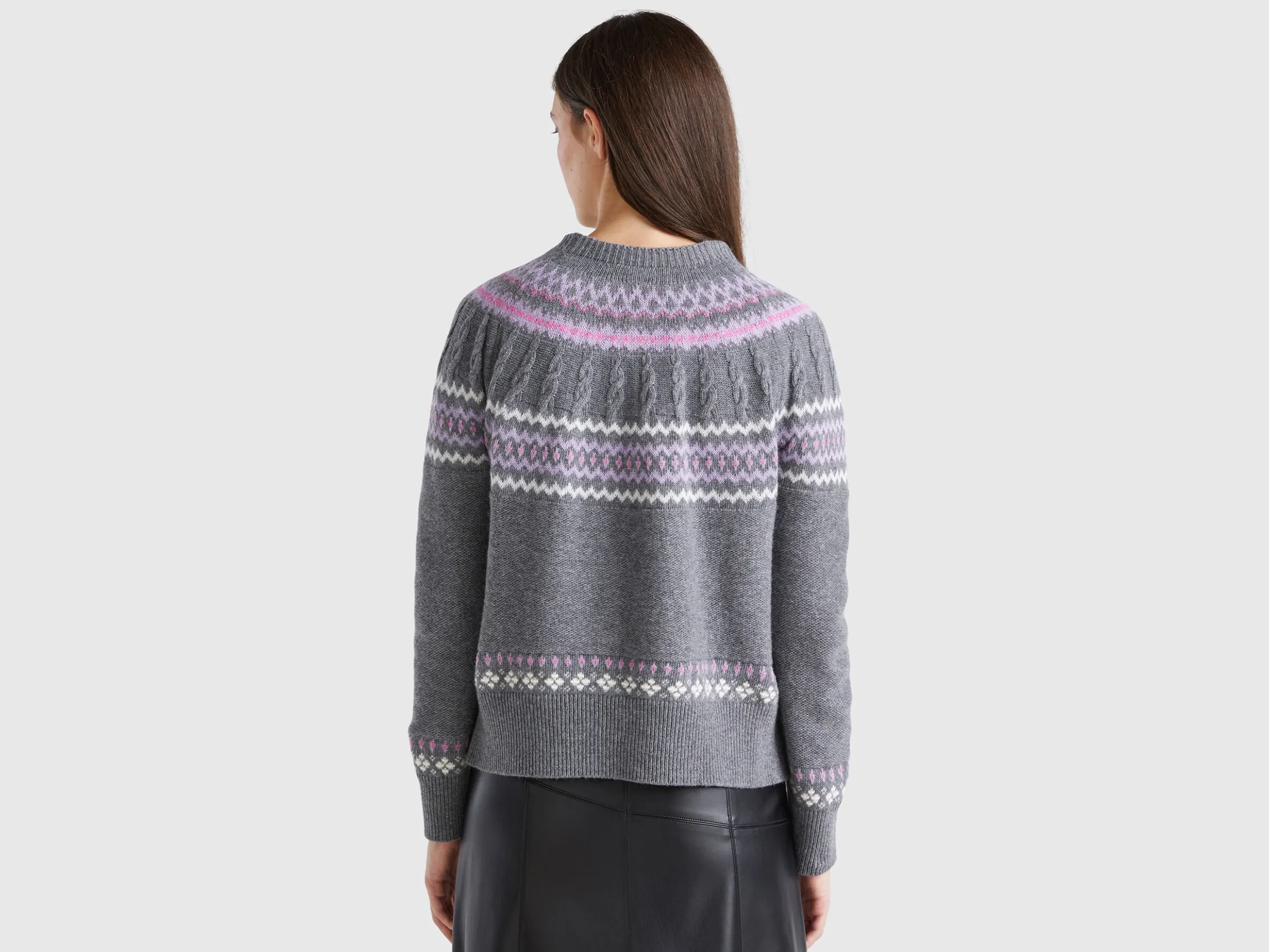 Wool blend jacquard sweater