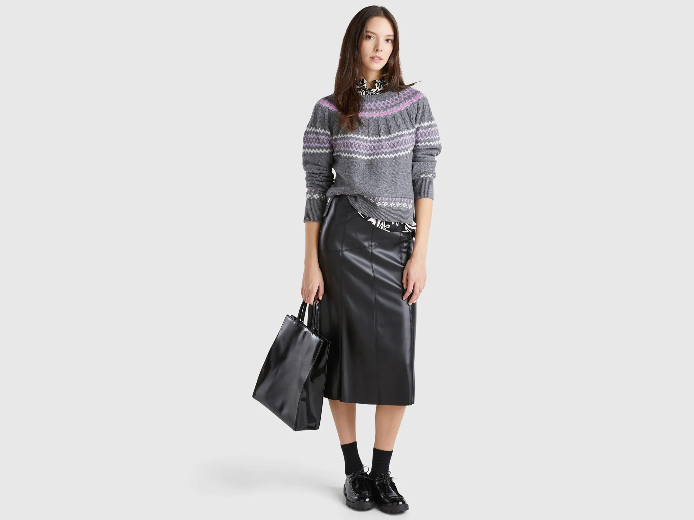 Wool blend jacquard sweater