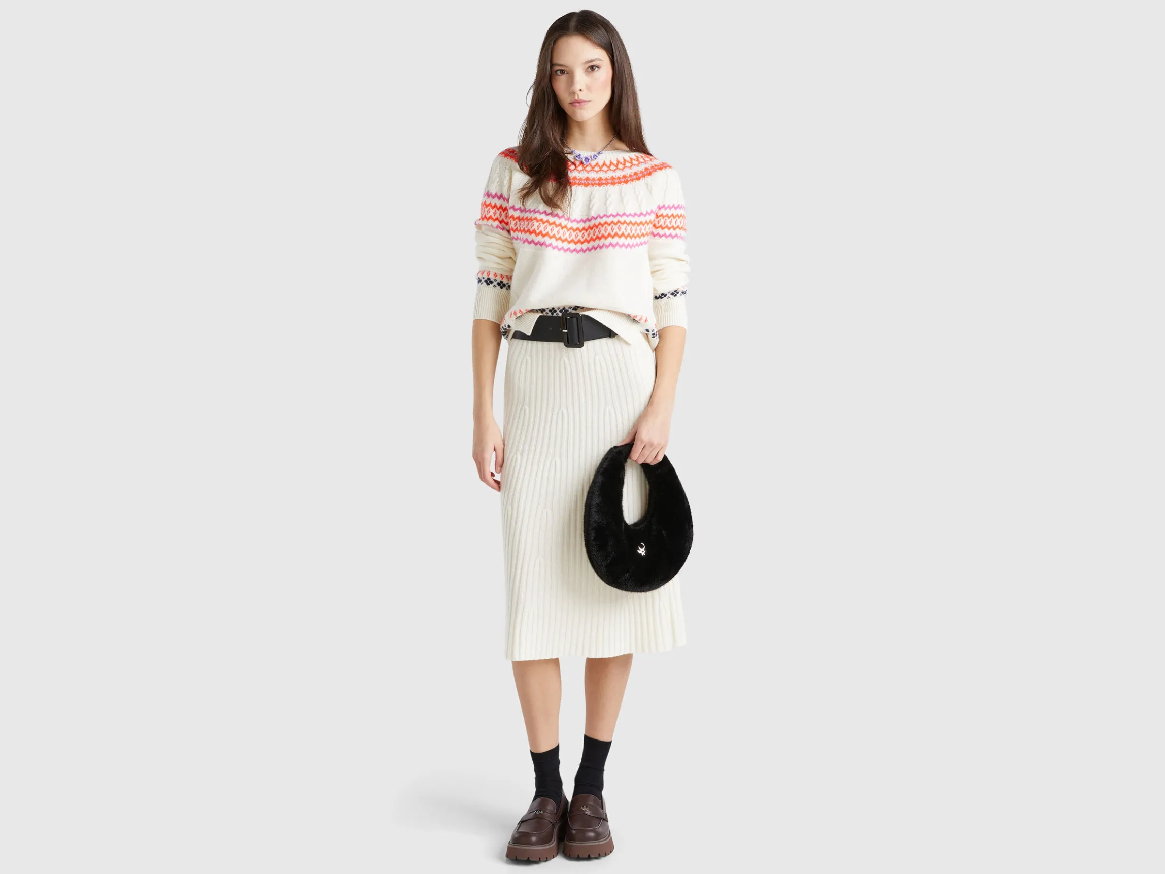 Wool blend jacquard sweater