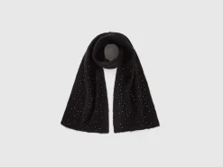 Wool blend scarf with rhinestones