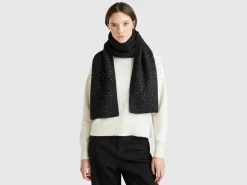 Wool blend scarf with rhinestones