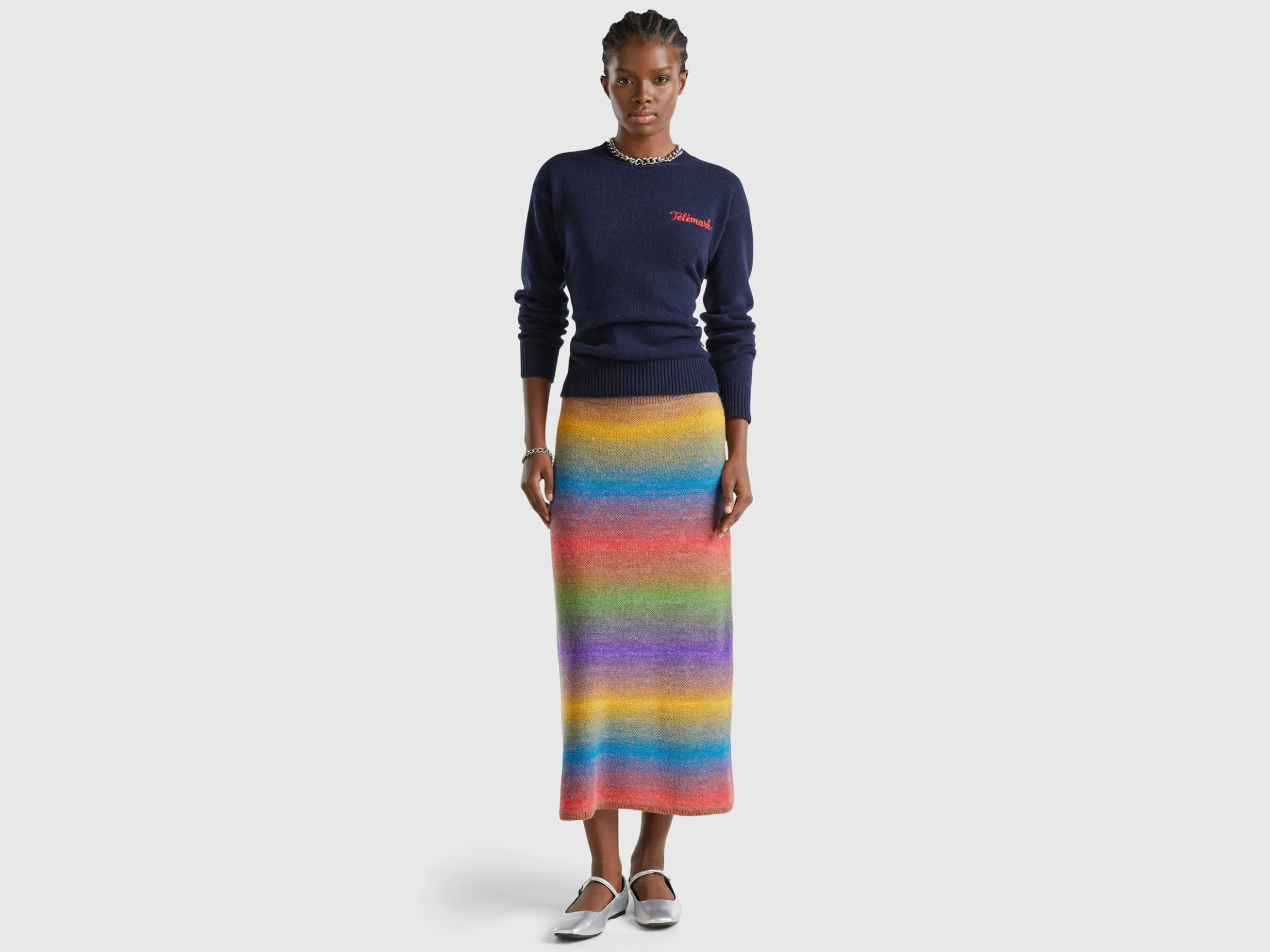 Wool blend sweater with ski graphic