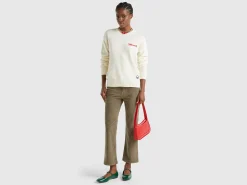 Wool blend sweater with ski graphic