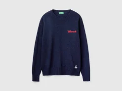 Wool blend sweater with ski graphic