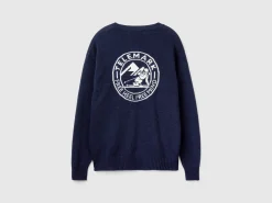 Wool blend sweater with ski graphic