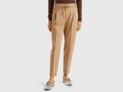 Yarn dyed trousers with drawstring