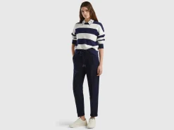Yarn dyed trousers with drawstring