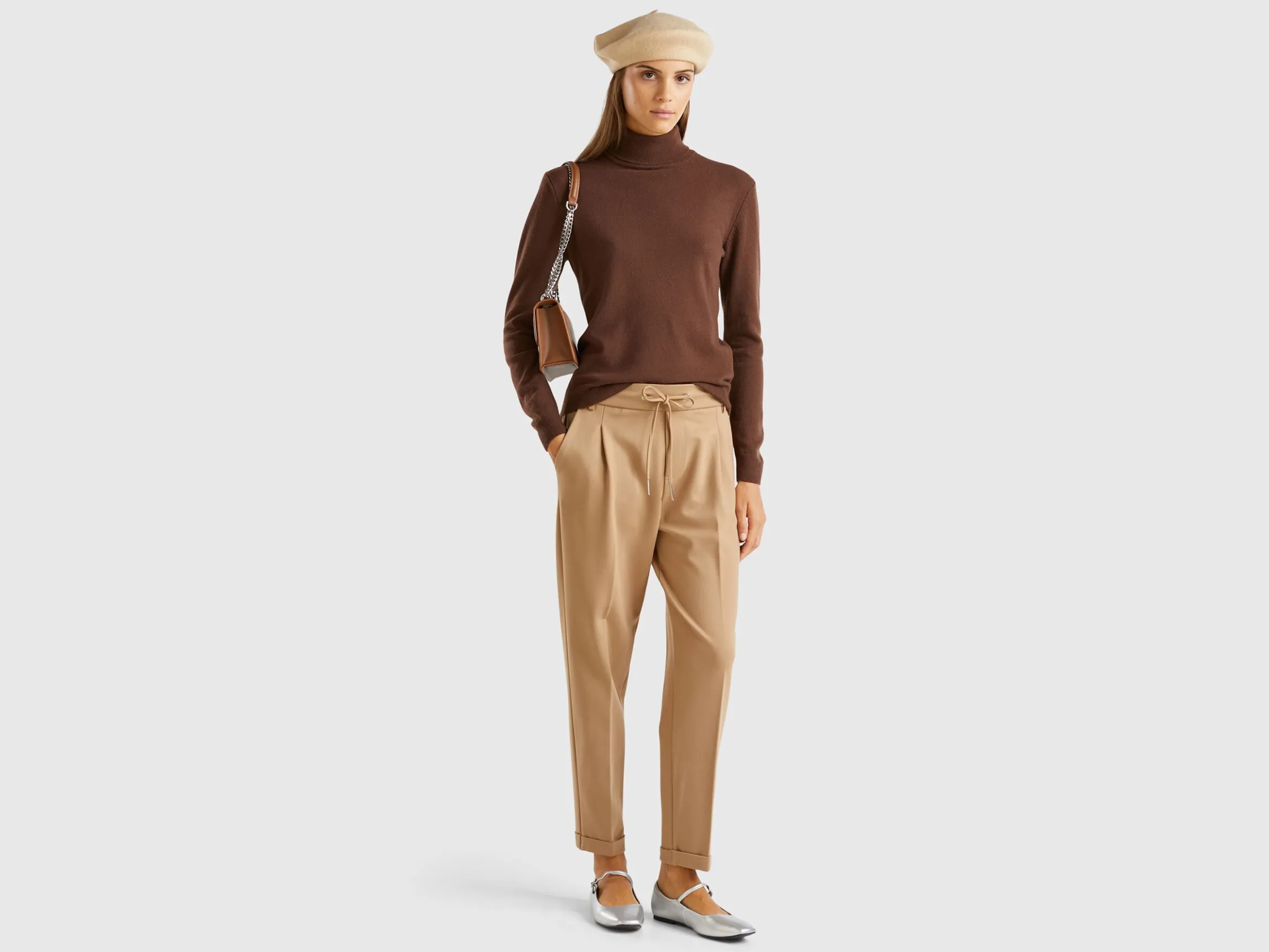 Yarn dyed trousers with drawstring