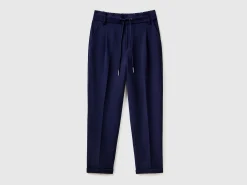 Yarn dyed trousers with drawstring