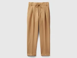 Yarn dyed trousers with drawstring