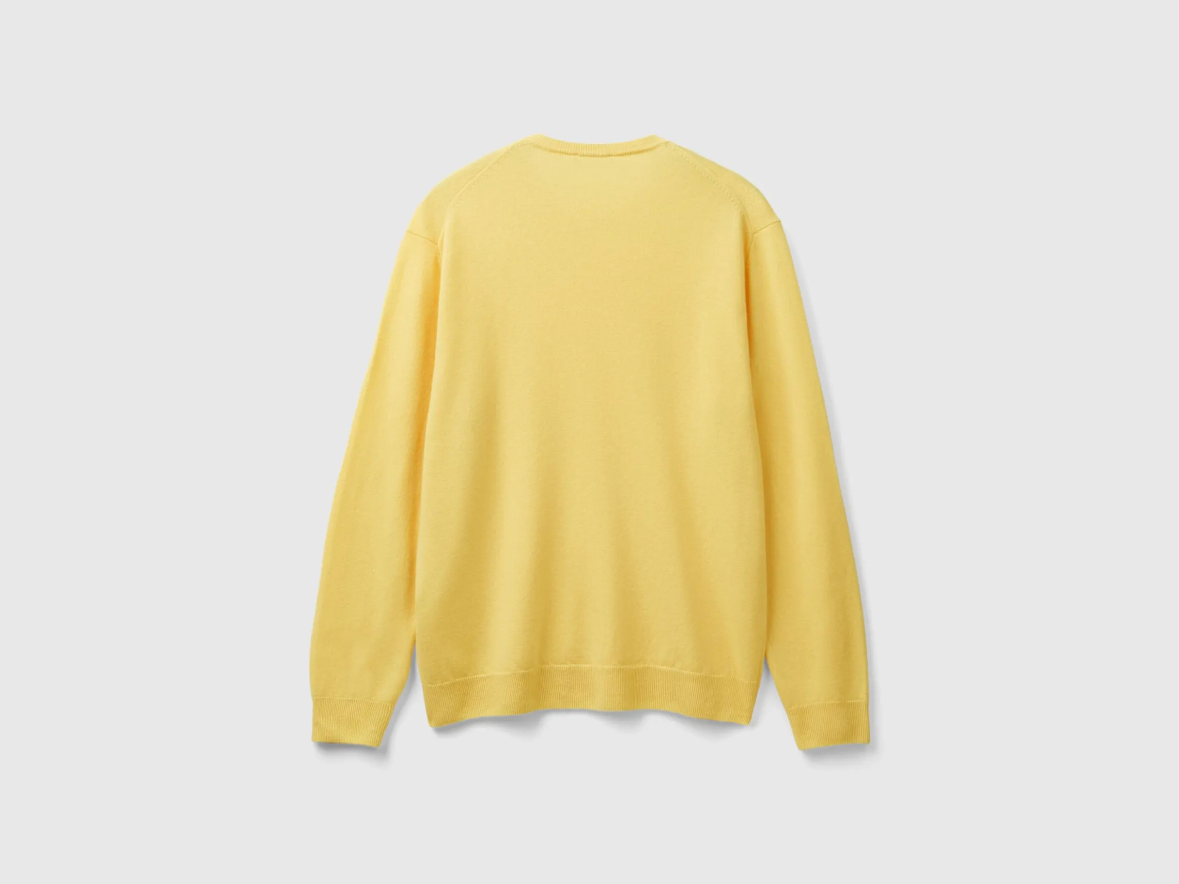 Yellow crew neck sweater in pure Merino wool