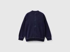 Zip-up cotton cardigan