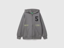 Zip-up sweatshirt with print