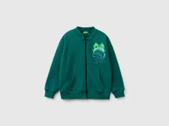 Zip-up sweatshirt with slogan print
