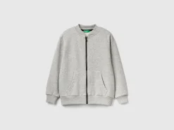 Zip-up sweatshirt with slogan print